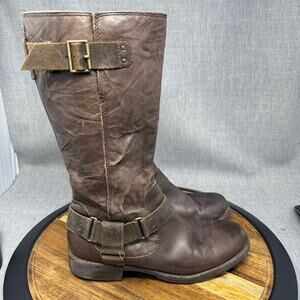 Ugg Damien Harness Boots Women's 9 Brown Leather Zip Motorcycle 1007669